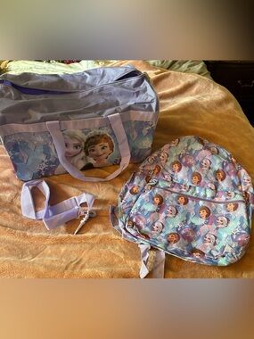 Disney Frozen Purple and Lavender Kids Backpack & Duffel Set